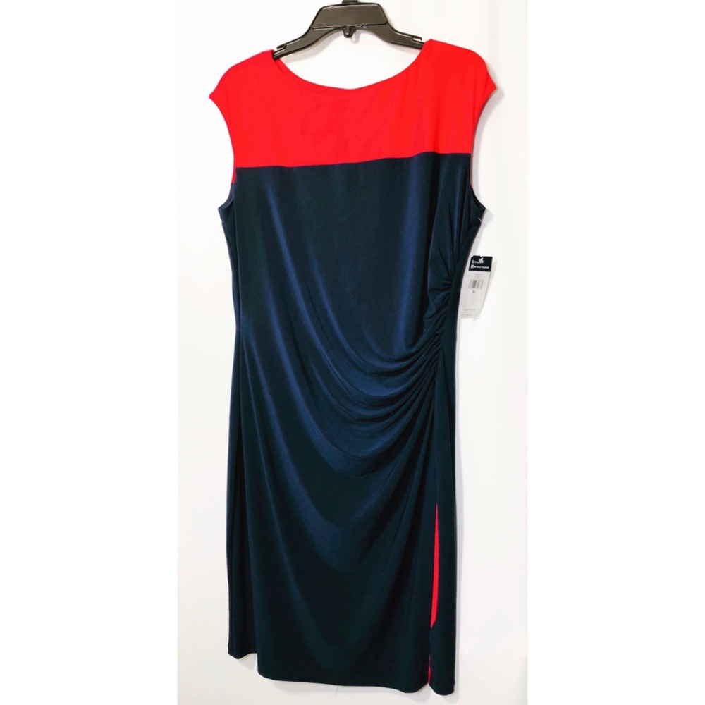 SOLD Chaps Women Blue red Colorblock Sheath Dress - Picture 3 of 8